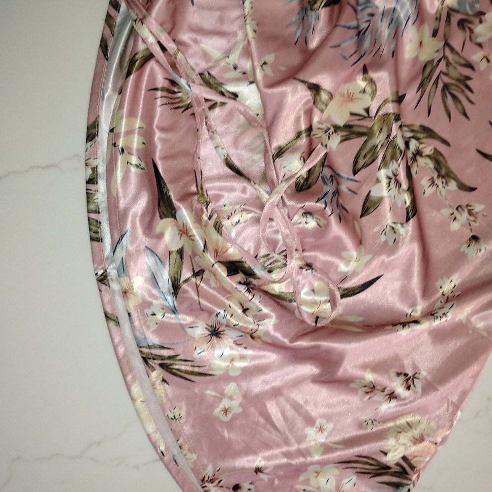 Floral Satin Dress with Side Slit - Picture 5 of 5